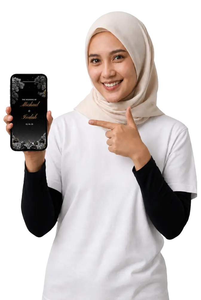 Pasangan menggunakan undangan digital TheLove.id
