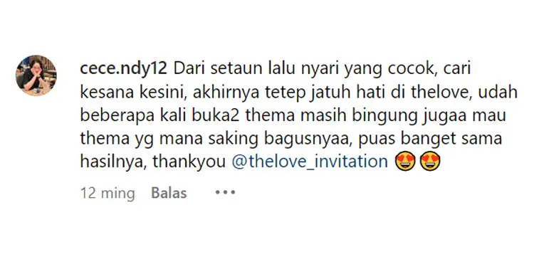 Testimoni pelanggan TheLove.id nomor 1